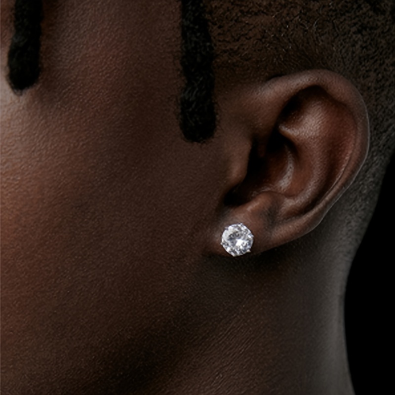 Men's Crystal Stud Earrings Set